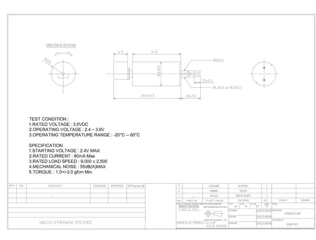 GE0614-BLW01 CYLINDER VIBRATION MOTOR